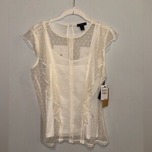 Halogen Ivory Sheer Ruffle Top